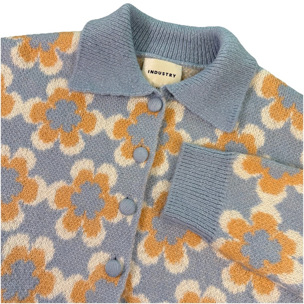 Industry Republic Clothing Knit Button-Up Floral Cardigan Collared Sz S/P